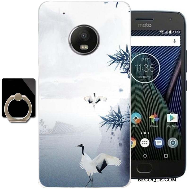 Moto G5 Plus Coque De Téléphone Fluide Doux Vent Encre Silicone Tout Compris