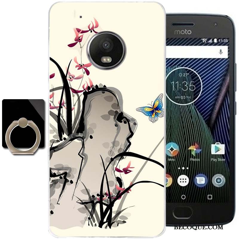 Moto G5 Plus Coque De Téléphone Fluide Doux Vent Encre Silicone Tout Compris