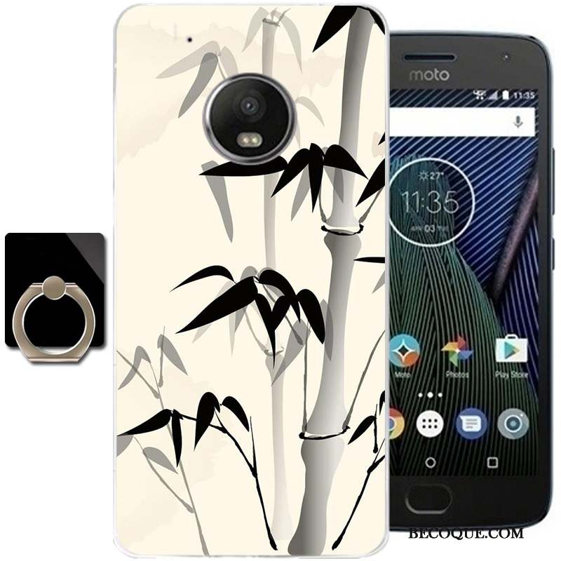 Moto G5 Plus Coque De Téléphone Fluide Doux Vent Encre Silicone Tout Compris