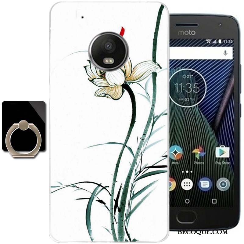 Moto G5 Plus Coque De Téléphone Fluide Doux Vent Encre Silicone Tout Compris