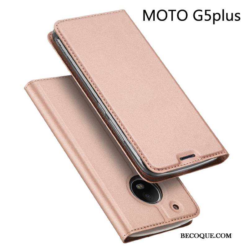 Moto G5 Plus Coque Protection Étui En Cuir Housse Business Tout Compris Or Rose