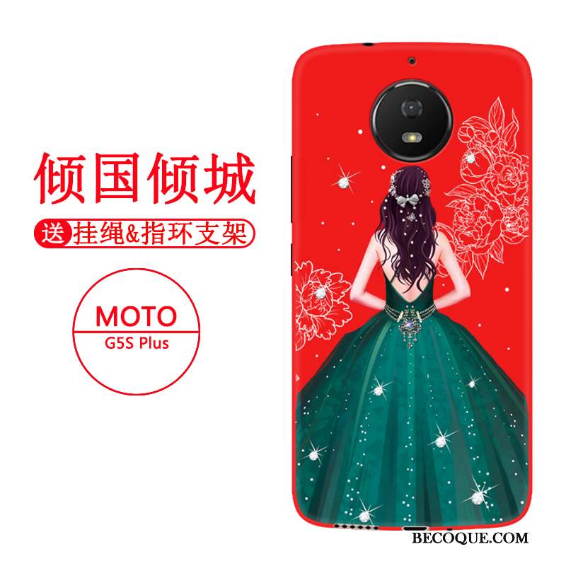 Moto G5 Plus Coque Tout Compris Rouge Personnalité Fluide Doux Étui Protection