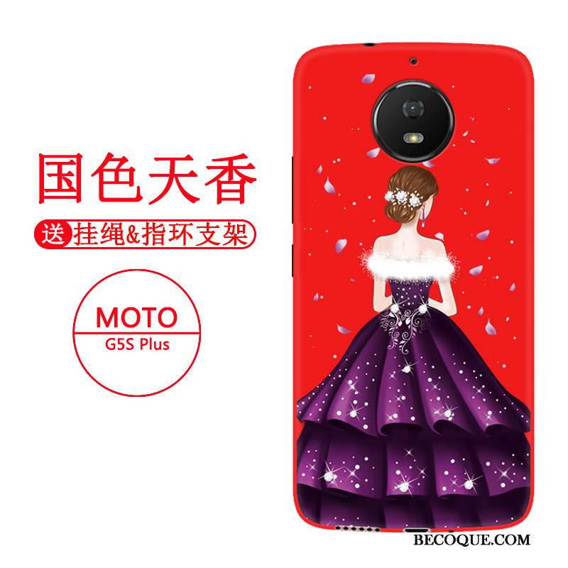 Moto G5 Plus Coque Tout Compris Rouge Personnalité Fluide Doux Étui Protection