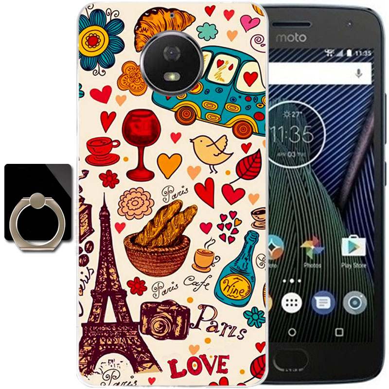 Moto G5 Plus Dessin Animé Multicolore Coque Étui Fluide Doux Silicone