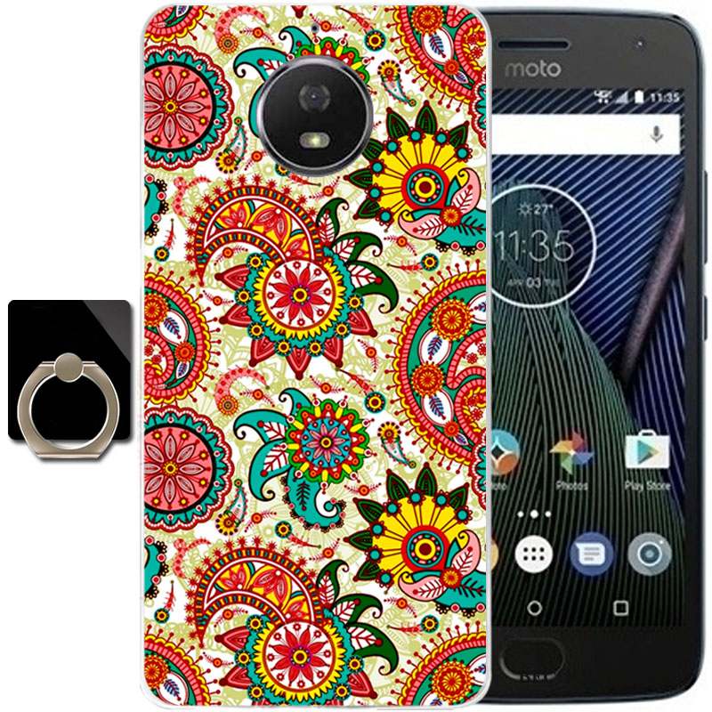 Moto G5 Plus Dessin Animé Multicolore Coque Étui Fluide Doux Silicone