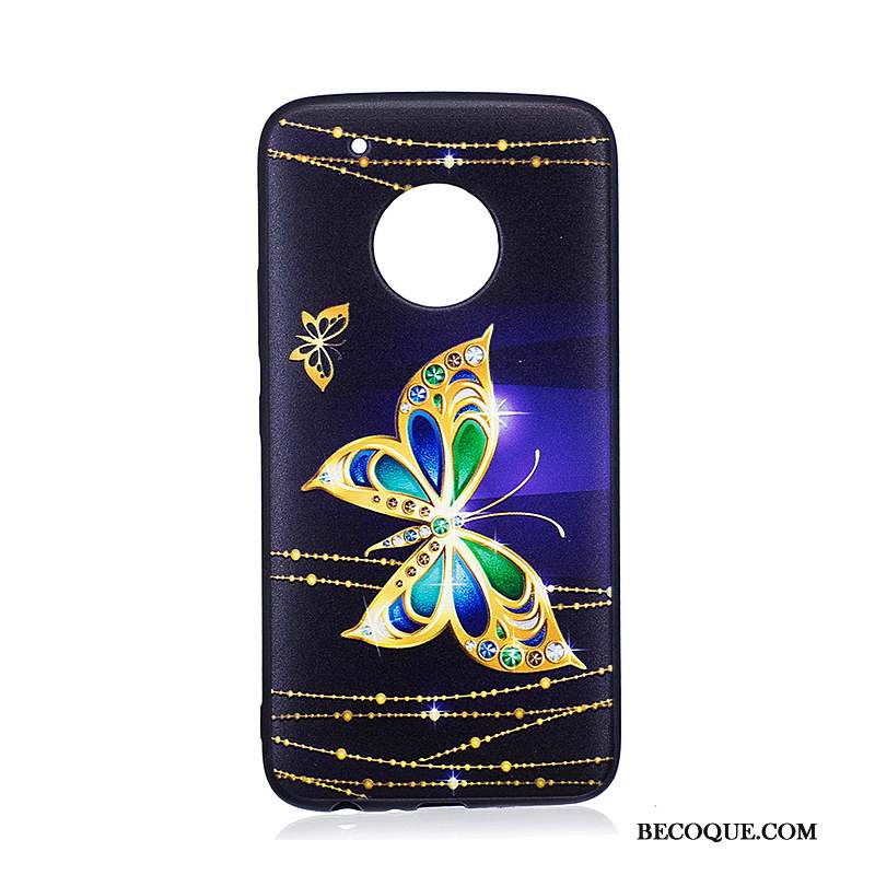 Moto G5 Plus Peinture Tendance Fleurs Dessin Animé Gaufrage Coque De Téléphone