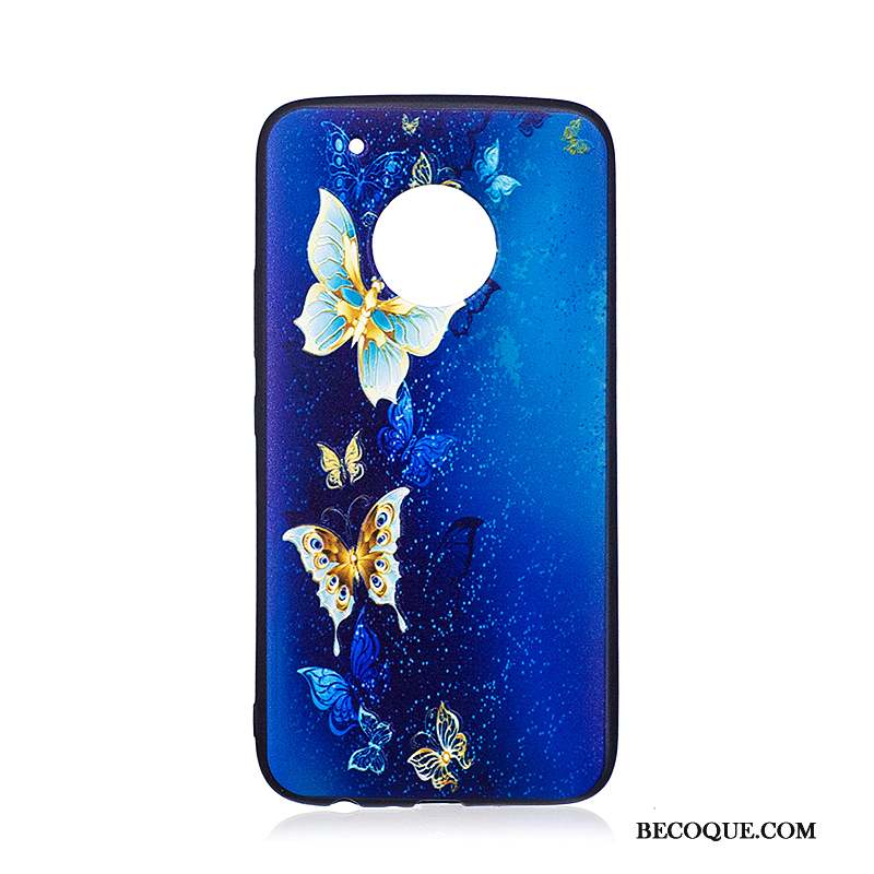 Moto G5 Plus Peinture Tendance Fleurs Dessin Animé Gaufrage Coque De Téléphone