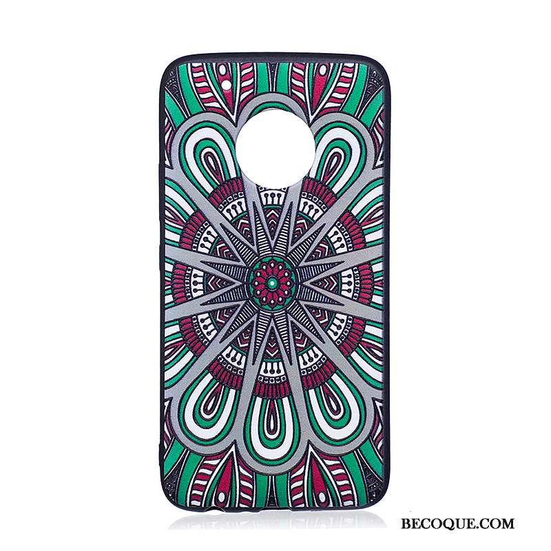 Moto G5 Plus Peinture Tendance Fleurs Dessin Animé Gaufrage Coque De Téléphone