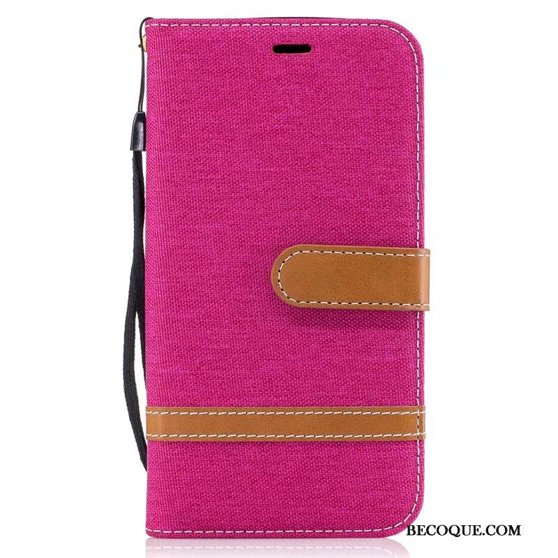 Moto G5 Plus Étui En Denim Rouge Téléphone Portable Coque Protection