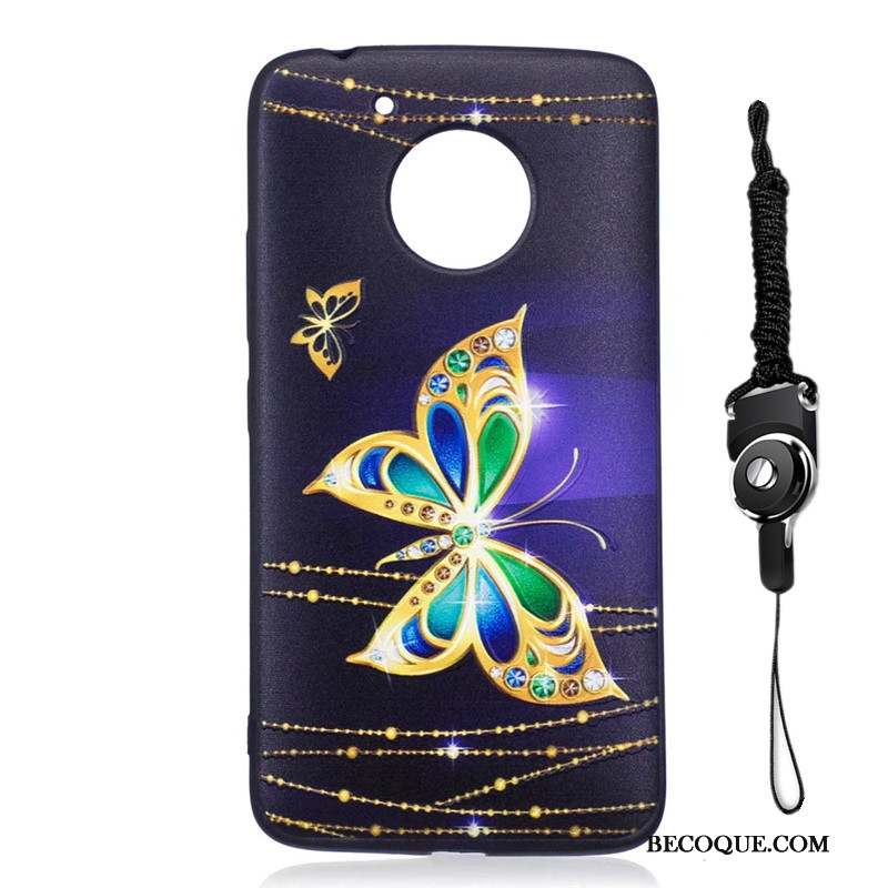 Moto G5 Protection Dessin Animé Fleurs Fluide Doux Coque Peinture