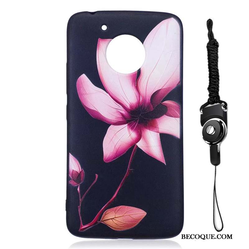 Moto G5 Protection Dessin Animé Fleurs Fluide Doux Coque Peinture