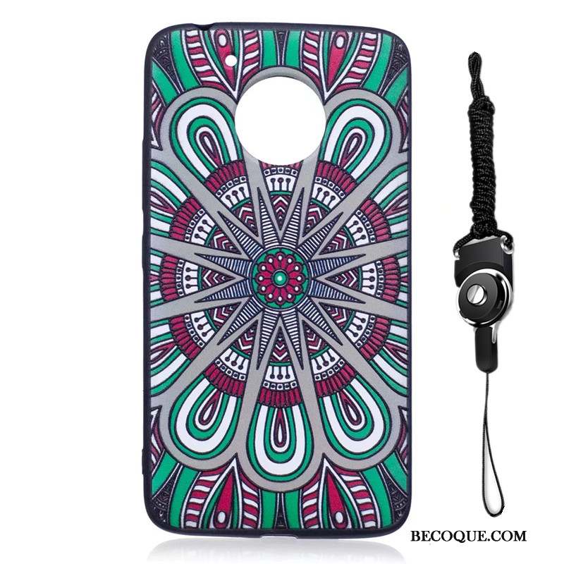 Moto G5 Protection Dessin Animé Fleurs Fluide Doux Coque Peinture