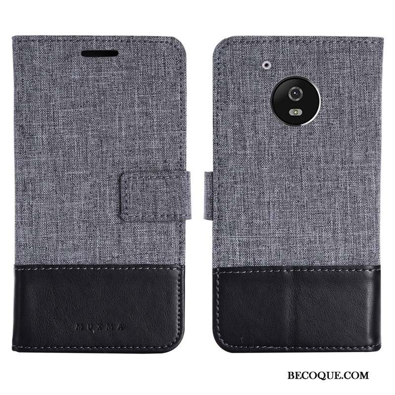 Moto G5 Étui En Cuir Coque De Téléphone Incassable Tendance Protection Velours