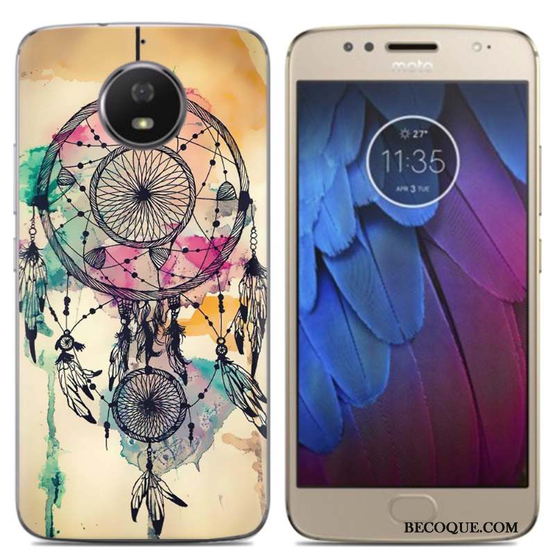 Moto G5s Coque De Téléphone Fluide Doux Peinture Incassable Créatif Multicolore