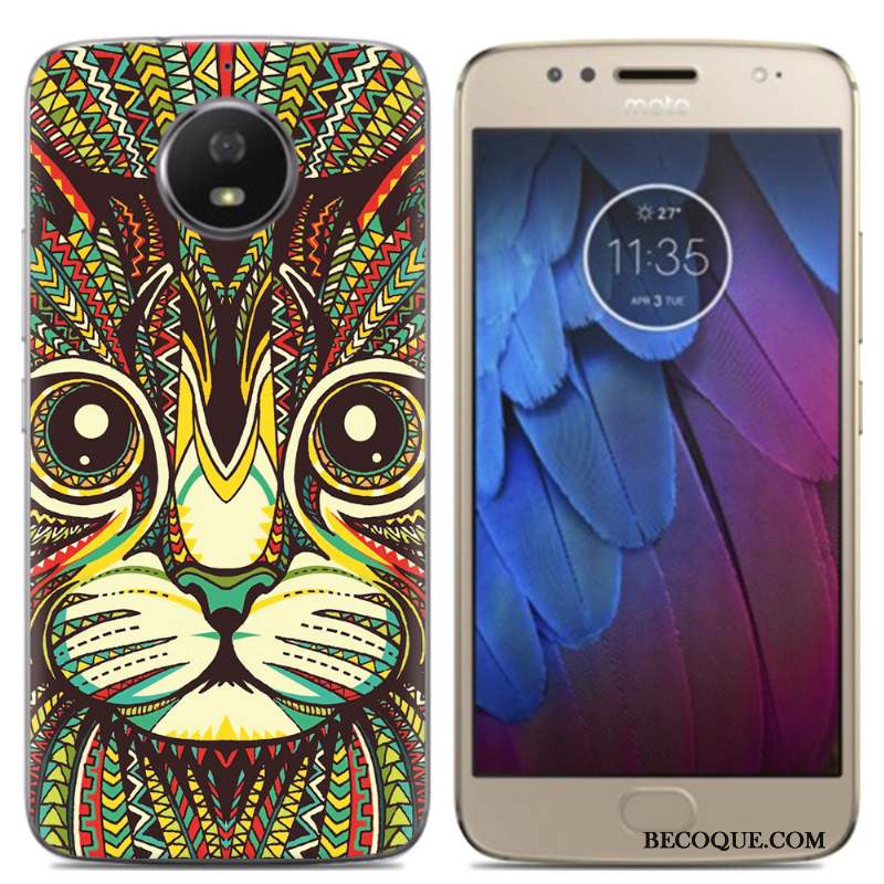 Moto G5s Coque De Téléphone Fluide Doux Peinture Incassable Créatif Multicolore