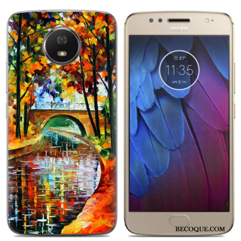 Moto G5s Coque De Téléphone Fluide Doux Peinture Incassable Créatif Multicolore