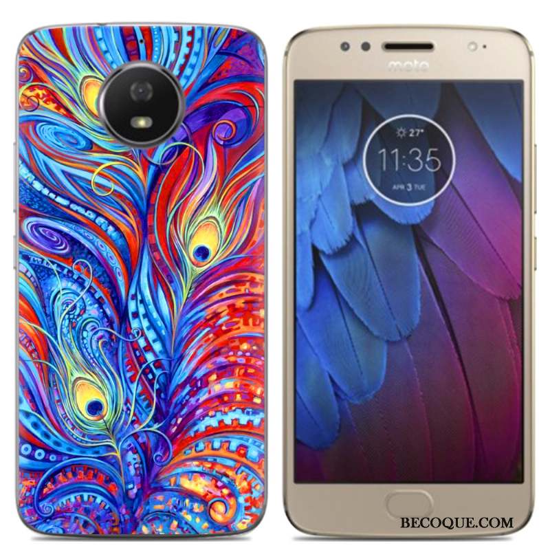 Moto G5s Coque De Téléphone Fluide Doux Peinture Incassable Créatif Multicolore