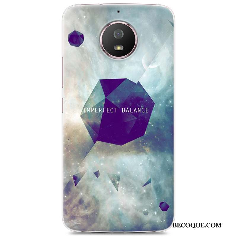 Moto G5s Coque Fluide Doux Bleu Créatif Tout Compris Dessin Animé Étui