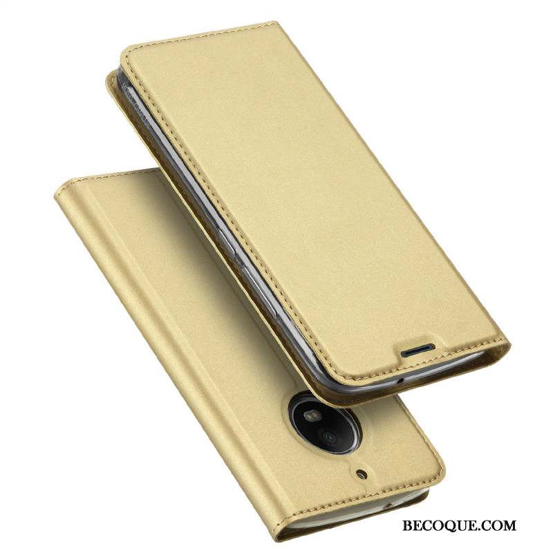 Moto G5s Coque Tout Compris Étui En Cuir Housse Fluide Doux Mince Or