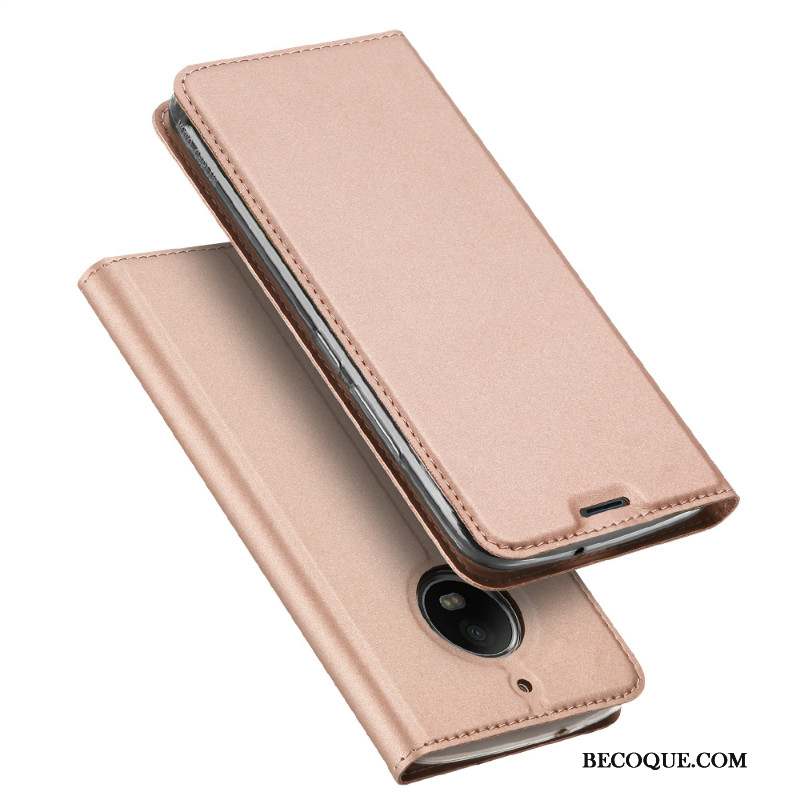 Moto G5s Coque Tout Compris Étui En Cuir Housse Fluide Doux Mince Or