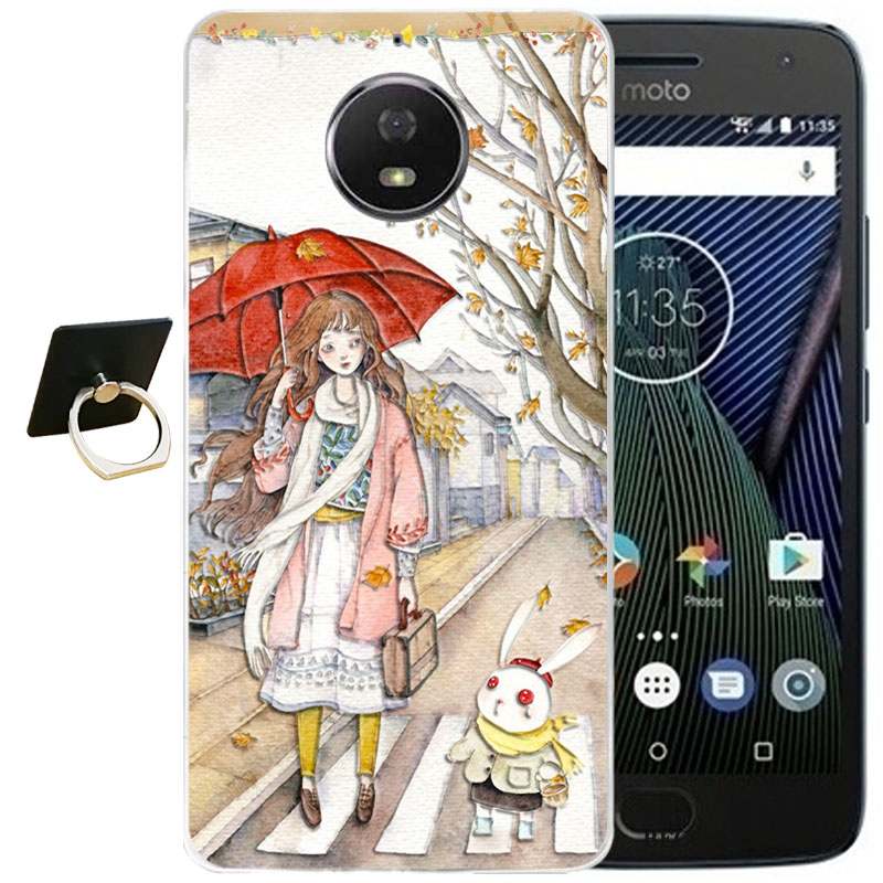 Moto G5s Plus Vintage Vent Coque De Téléphone Silicone Rose Dessin Animé