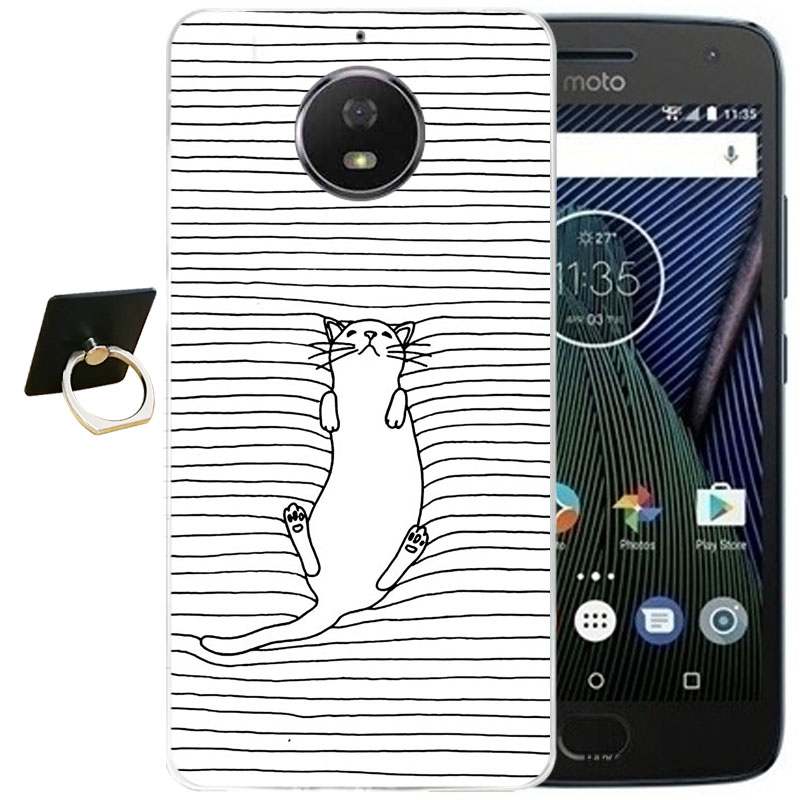 Moto G5s Plus Vintage Vent Coque De Téléphone Silicone Rose Dessin Animé