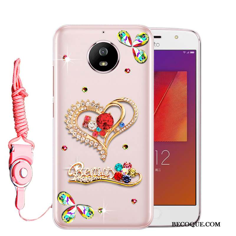 Moto G5s Rose Protection Strass Coque De Téléphone Tout Compris Incassable