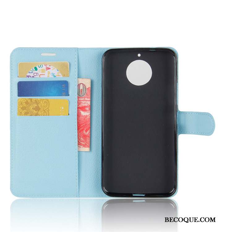 Moto G5s Téléphone Portable Coque Étui En Cuir Protection Bleu Portefeuille