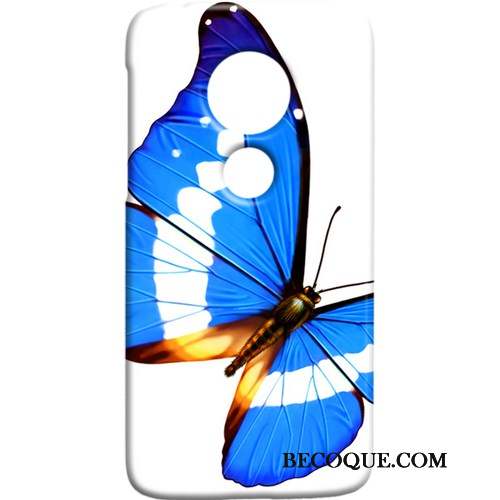 Moto G7 Coque Art Papillon Étui Protection Délavé En Daim Frais