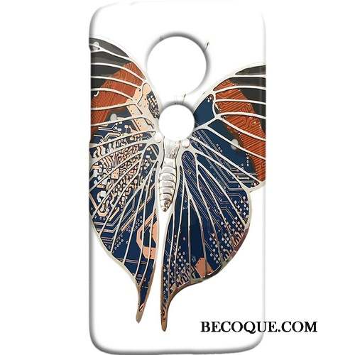 Moto G7 Coque Art Papillon Étui Protection Délavé En Daim Frais