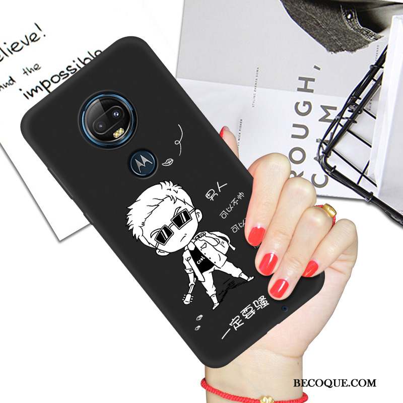 Moto G7 Coque De Téléphone Protection Étui Créatif Noir Dessin Animé