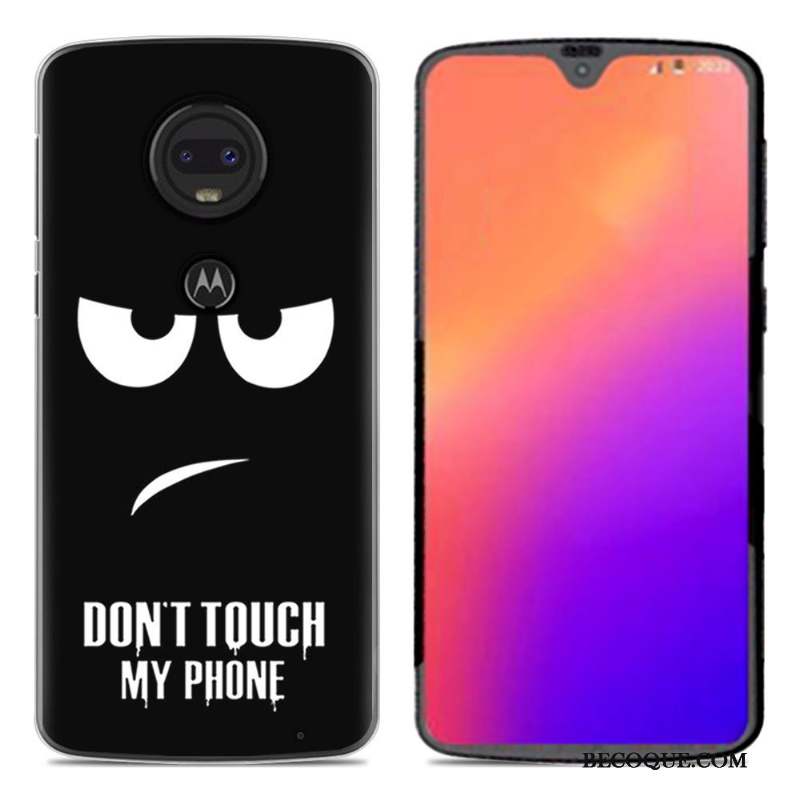 Moto G7 Coque En Silicone Fluide Doux Dessin Animé Noir Créatif Personnalité