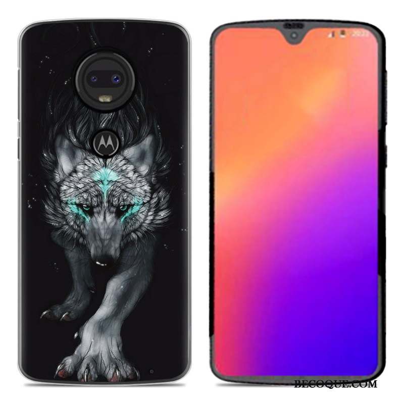 Moto G7 Coque En Silicone Fluide Doux Dessin Animé Noir Créatif Personnalité