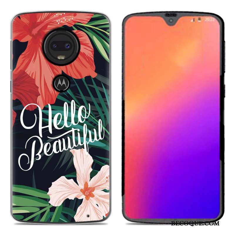 Moto G7 Coque En Silicone Fluide Doux Dessin Animé Noir Créatif Personnalité