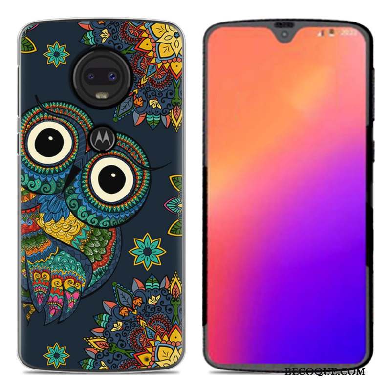 Moto G7 Coque En Silicone Fluide Doux Dessin Animé Noir Créatif Personnalité