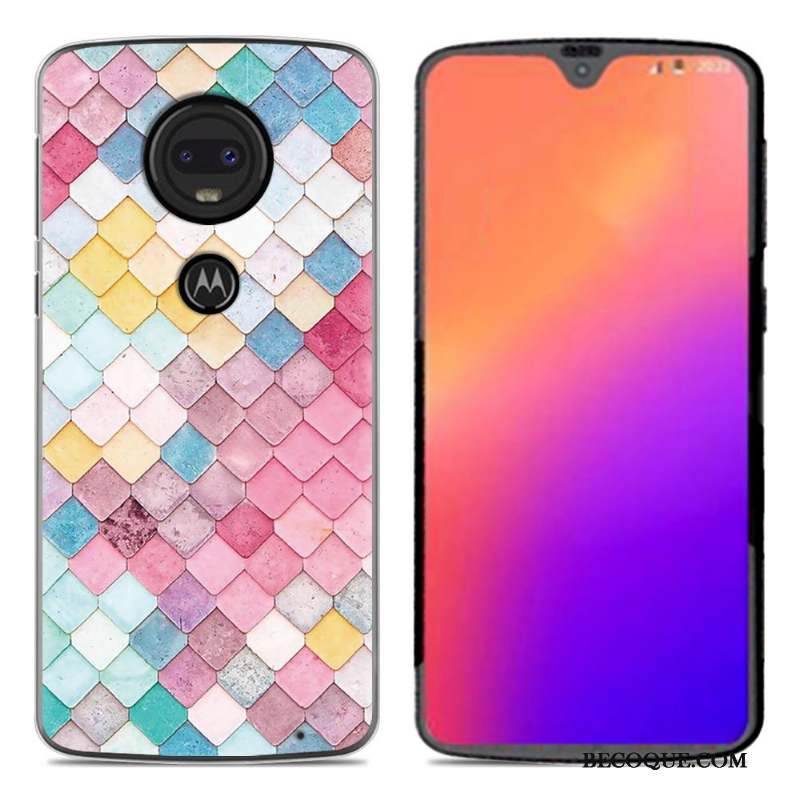 Moto G7 Coque En Silicone Fluide Doux Dessin Animé Noir Créatif Personnalité