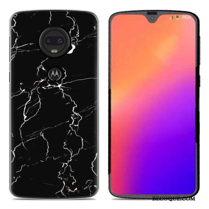 Moto G7 Coque En Silicone Fluide Doux Dessin Animé Noir Créatif Personnalité