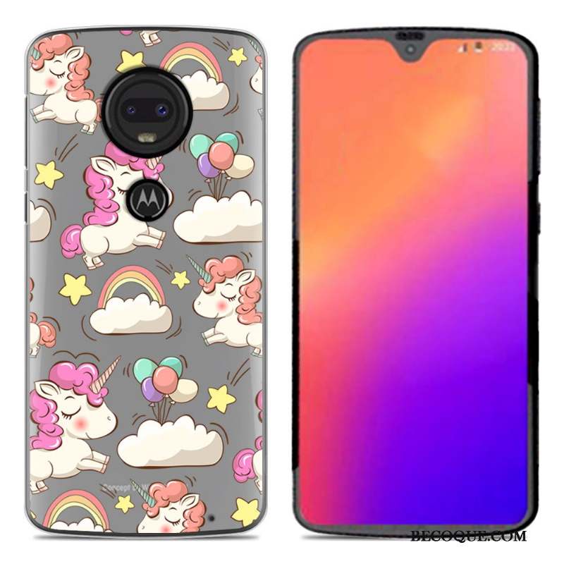 Moto G7 Coque En Silicone Fluide Doux Dessin Animé Noir Créatif Personnalité