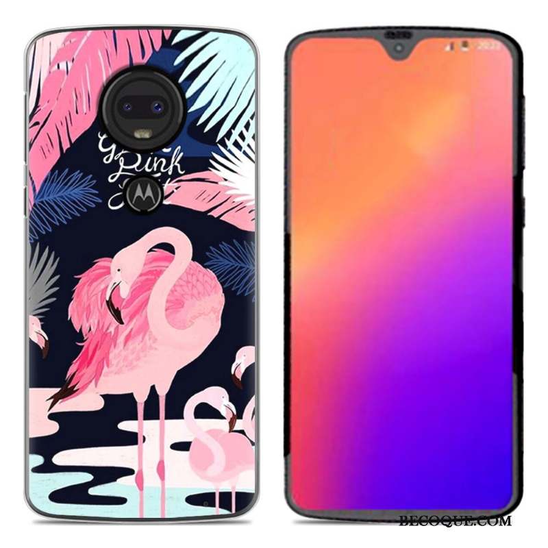 Moto G7 Coque En Silicone Fluide Doux Dessin Animé Noir Créatif Personnalité