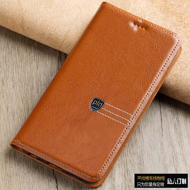 Moto G7 Coque Marron Cuir Véritable Incassable Protection Nouveau Modèle Fleurie