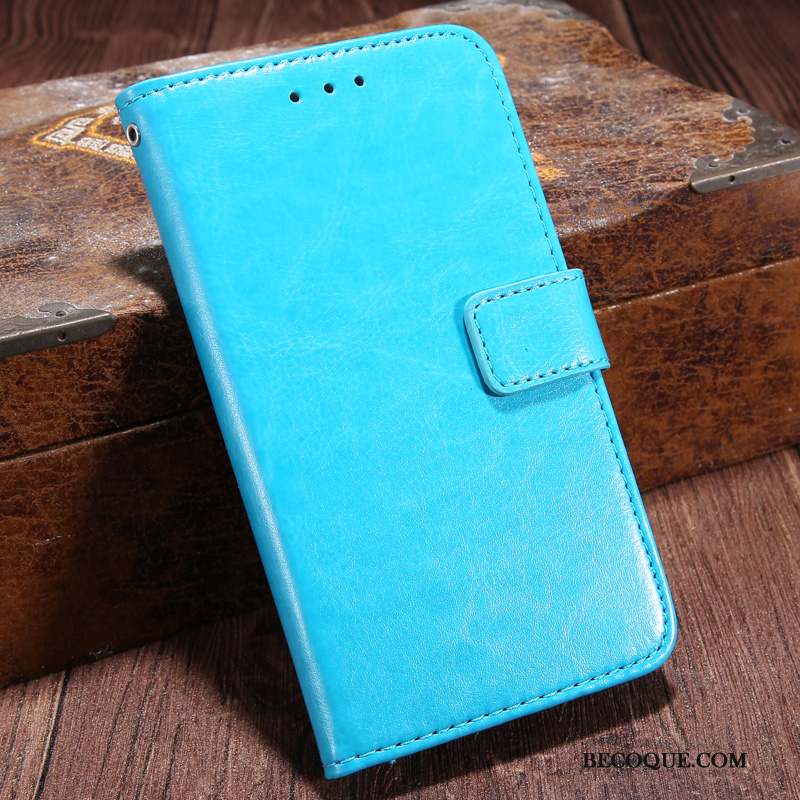 Moto G7 Coque Protection Créatif Bleu Fluide Doux Étui En Cuir Carte