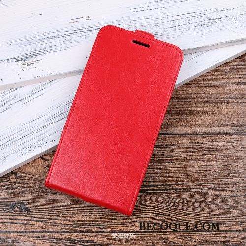 Moto G7 Play Coque Simple Housse Protection Rouge Portefeuille Étui En Cuir