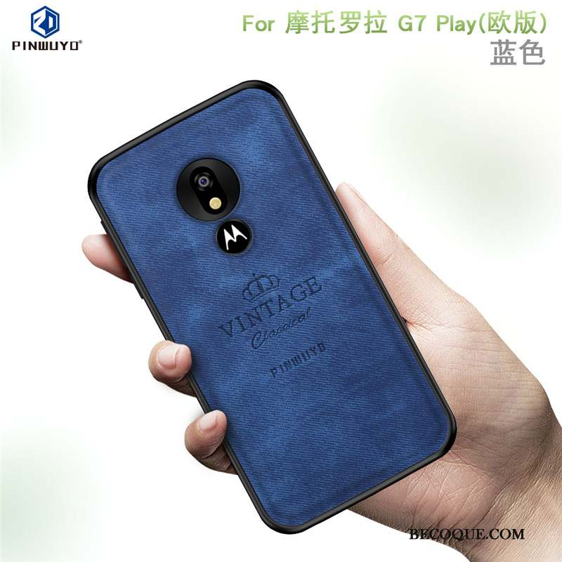 Moto G7 Play Europe Modèle Fleurie Tout Compris Coque De Téléphone Membrane Bleu