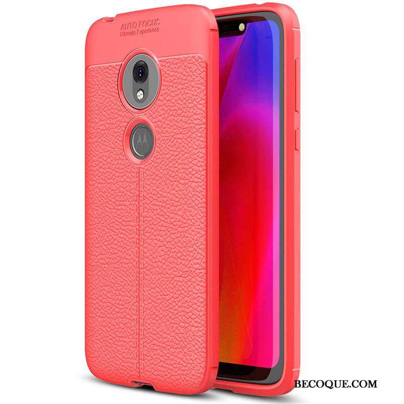 Moto G7 Play Litchi Simple Silicone Fluide Doux Coque De Téléphone Tout Compris