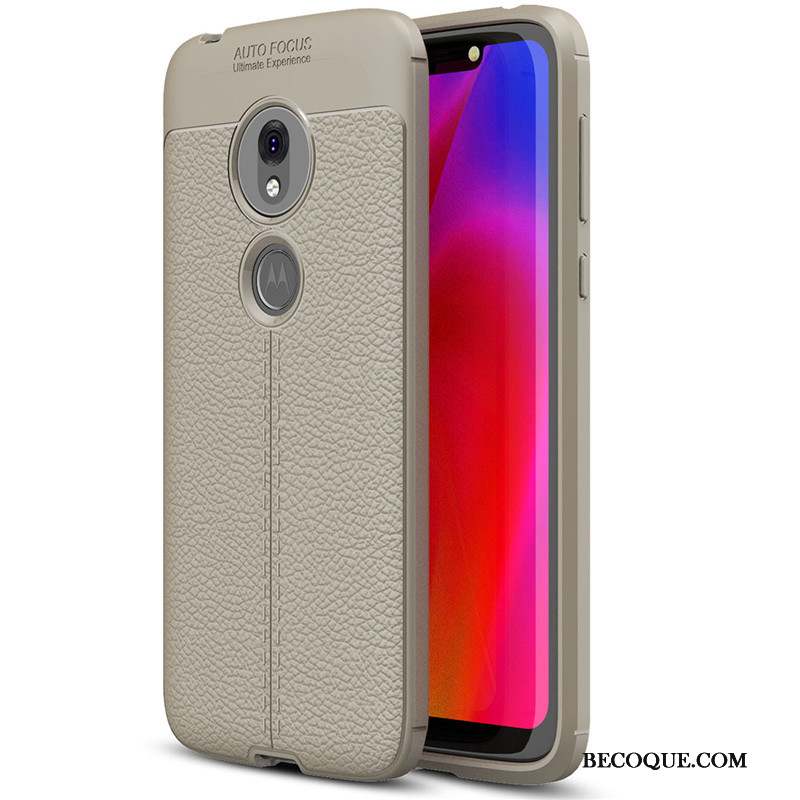 Moto G7 Play Litchi Simple Silicone Fluide Doux Coque De Téléphone Tout Compris