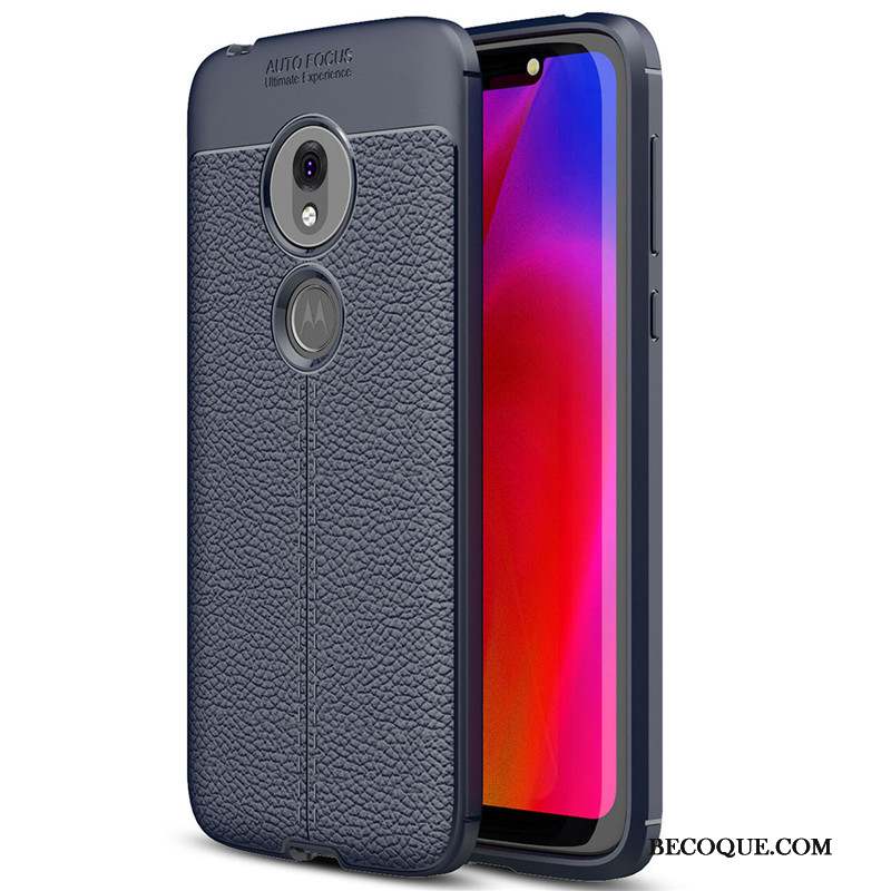 Moto G7 Play Litchi Simple Silicone Fluide Doux Coque De Téléphone Tout Compris