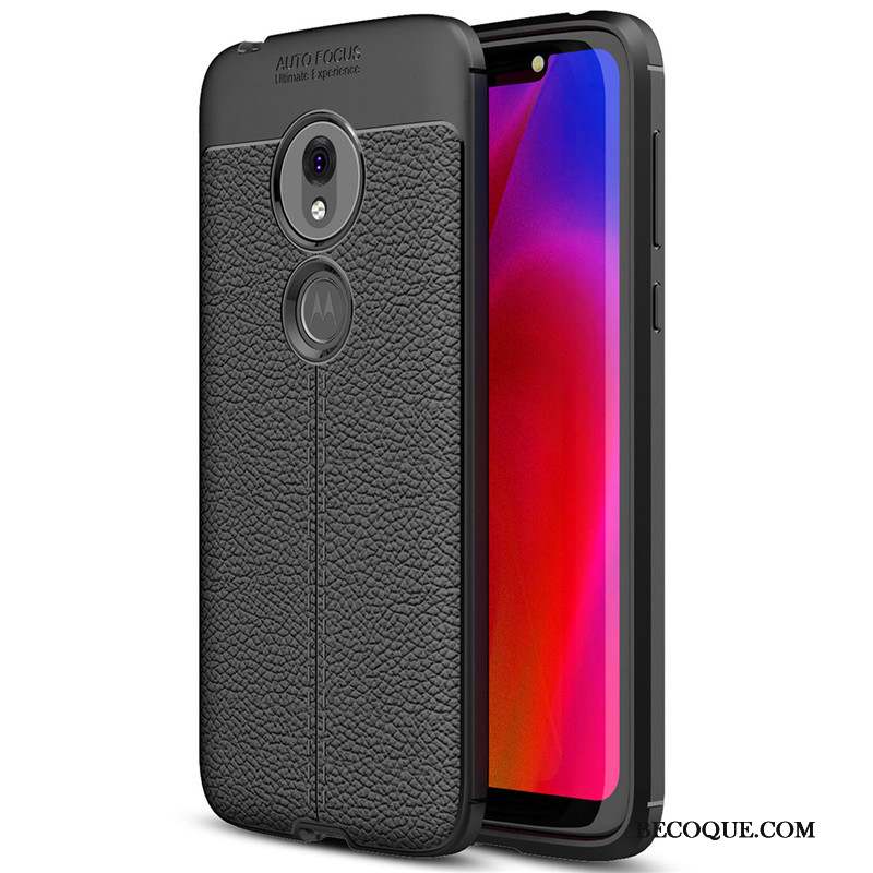 Moto G7 Play Litchi Simple Silicone Fluide Doux Coque De Téléphone Tout Compris