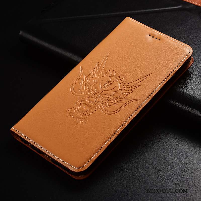 Moto G7 Play Modèle Fleurie Noir Dragon Étui Téléphone Portable Coque De Téléphone