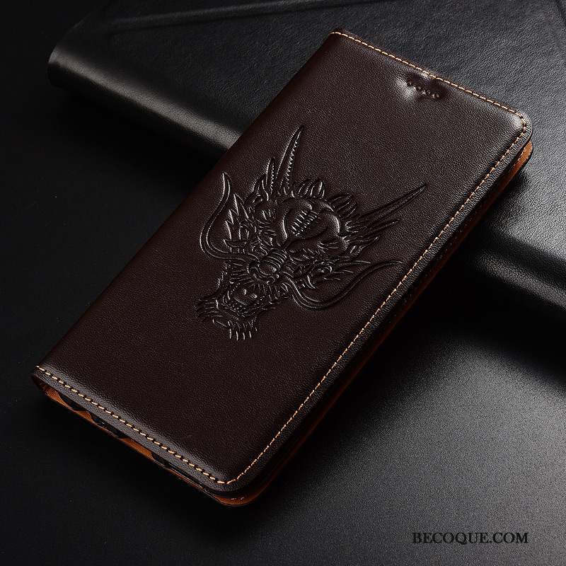 Moto G7 Play Modèle Fleurie Noir Dragon Étui Téléphone Portable Coque De Téléphone