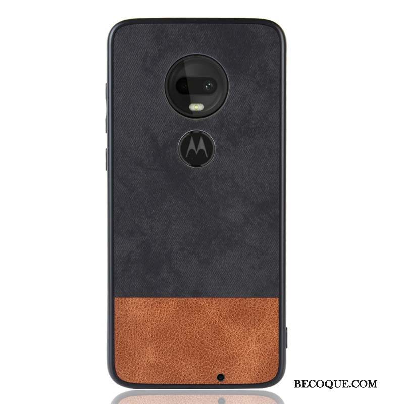 Moto G7 Plus Coque Incassable Tout Compris Protection Cuir Gris